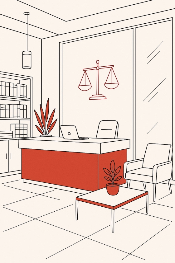 Modern law office reception area