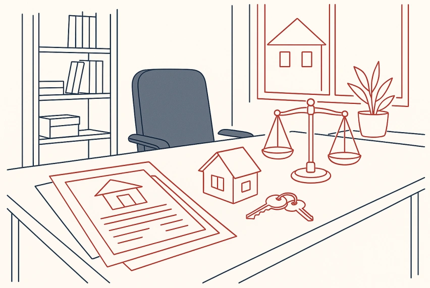 Modern law office with real estate documents